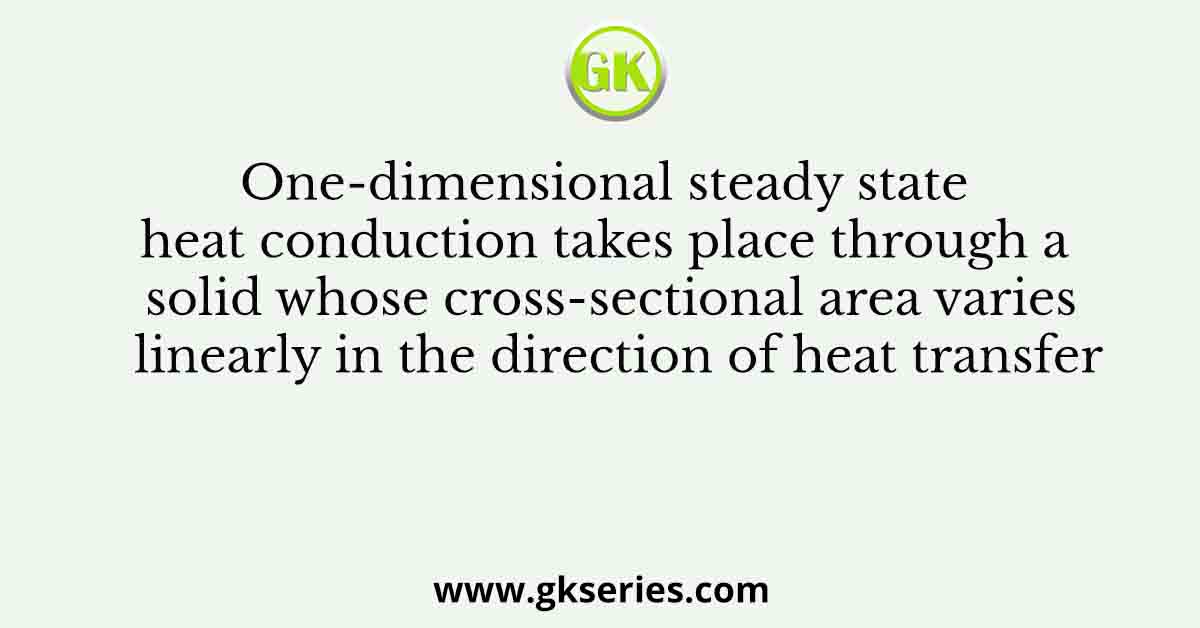 One-dimensional steady state heat conduction takes place through a solid whose cross-sectional area varies linearly in the direction of heat transfer