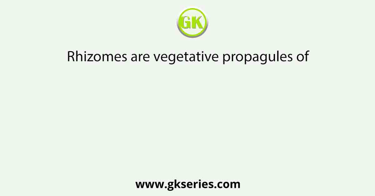 Rhizomes are vegetative propagules of