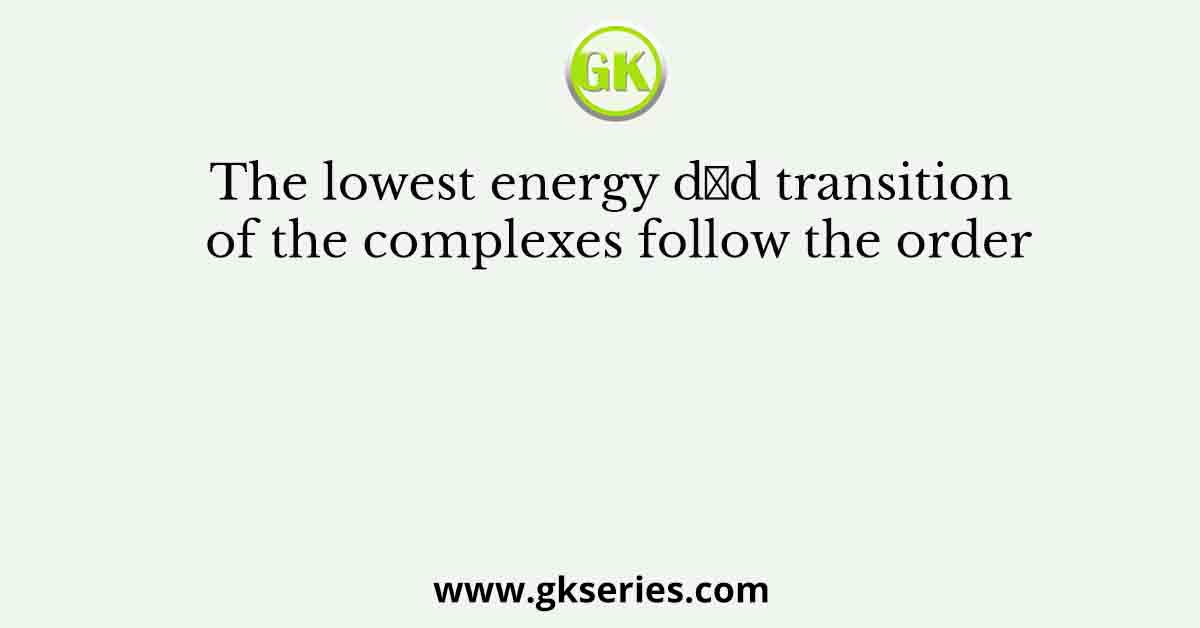 The lowest energy d→d transition of the complexes follow the order