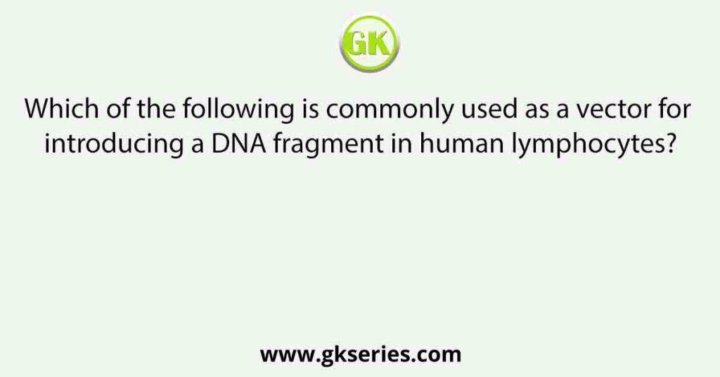 Which of the following is commonly used as a vector for introducing a DNA fragment in human lymphocytes?