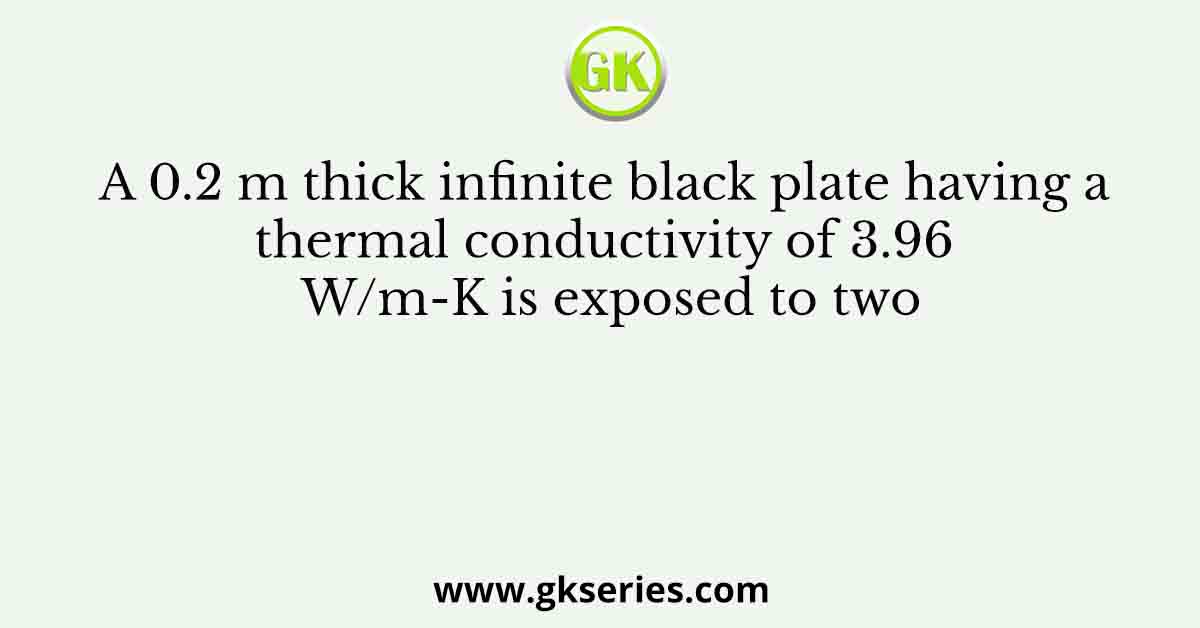 A 0.2 m thick infinite black plate having a thermal conductivity of 3.96 W/m-K is exposed to two