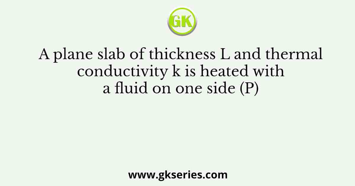 A plane slab of thickness L and thermal conductivity k is heated with a fluid on one side (P)