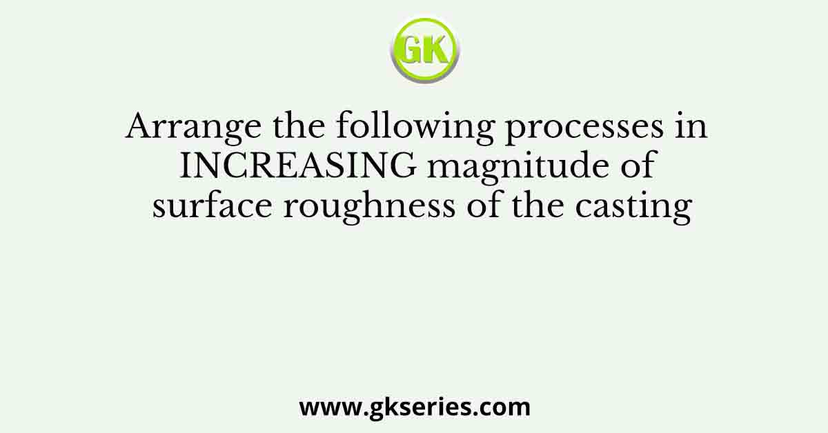 Arrange the following processes in INCREASING magnitude of surface roughness of the casting