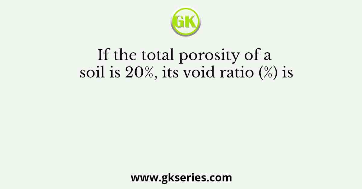 If the total porosity of a soil is 20%, its void ratio (%) is