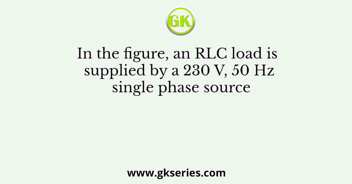 In the figure, an RLC load is supplied by a 230 V, 50 Hz single phase source