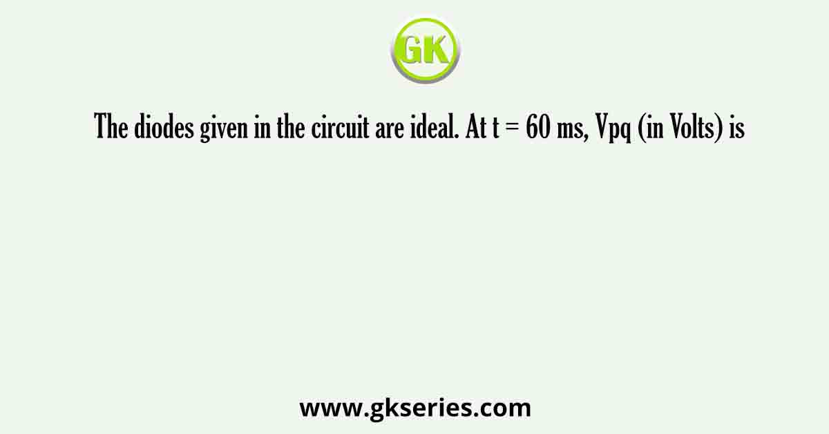 The diodes given in the circuit are ideal. At t = 60 ms, Vpq (in Volts) is 