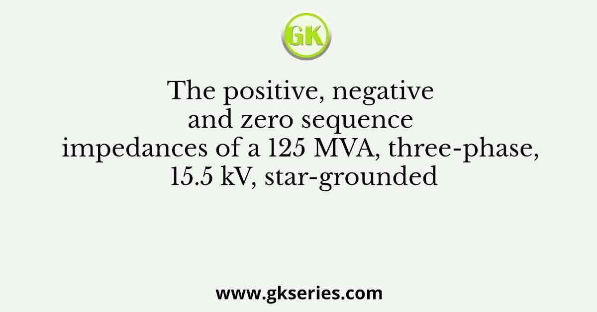 The positive, negative and zero sequence impedances of a 125 MVA, three-phase, 15.5 kV, star-grounded