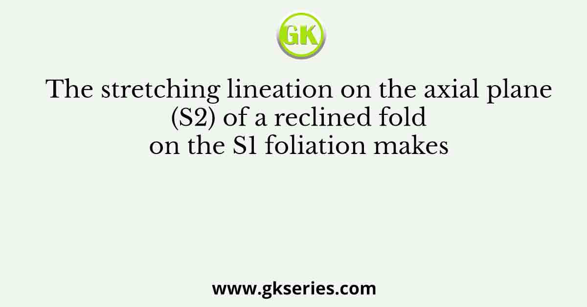 The stretching lineation on the axial plane (S2) of a reclined fold on the S1 foliation makes