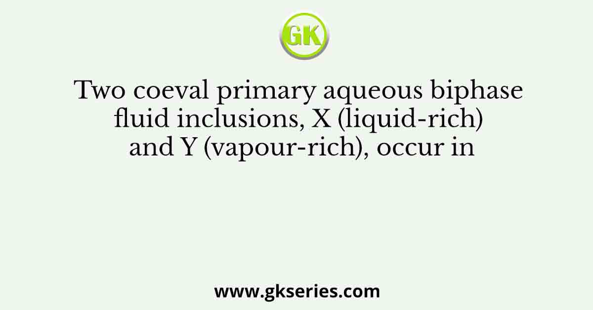 Two coeval primary aqueous biphase fluid inclusions, X (liquid-rich) and Y (vapour-rich), occur in