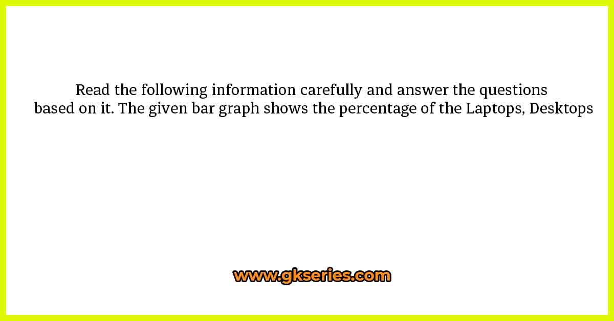 Read the following information carefully and answer the questions based on it. The given bar graph shows the percentage of the Laptops, Desktops