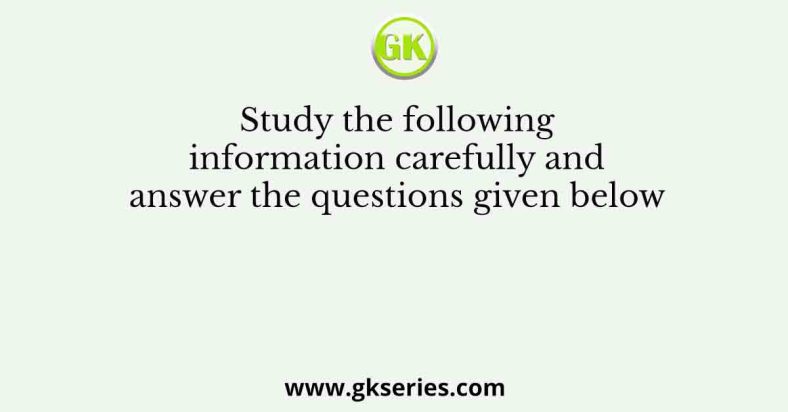 Study The Following Information Carefully And Answer The Questions ...