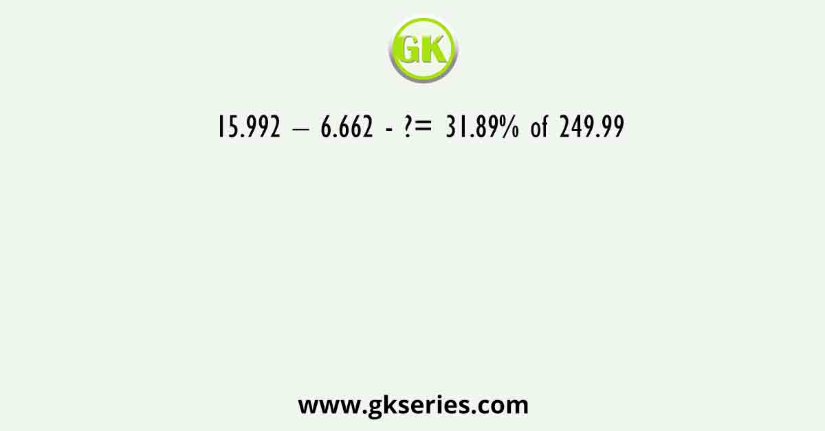 15.992 – 6.662 - ?= 31.89% of 249.99