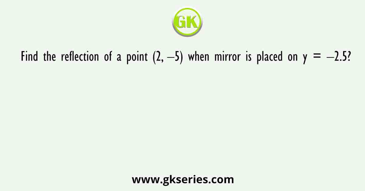 Find the reflection of a point (2, –5) when mirror is placed on y = –2.5?