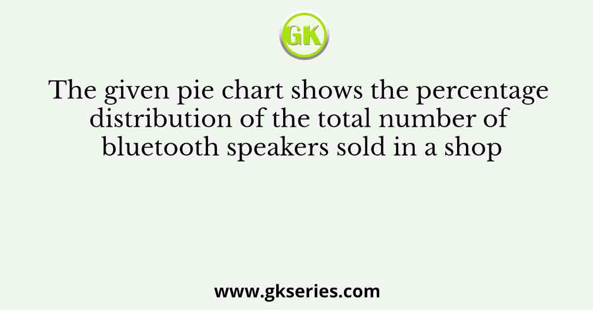 The given pie chart shows the percentage distribution of the total number of bluetooth speakers sold in a shop