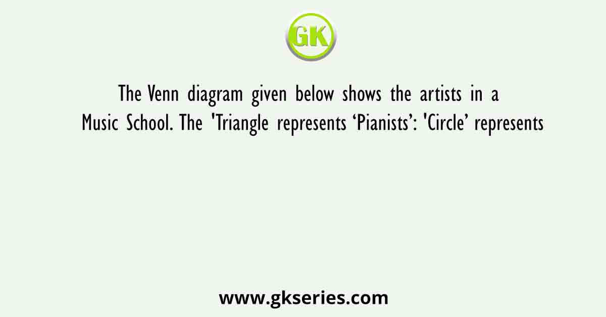 The Venn diagram given below shows the artists in a Music School. The 'Triangle represents ‘Pianists’: 'Circle’ represents