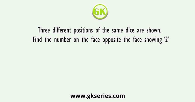 Three Different Positions Of The Same Dice Are Shown. Find The Number 