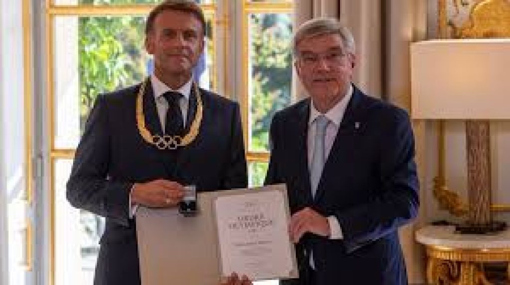 President Emmanuel Macron Awarded Olympic Order in Gold for Paris 2024 Success