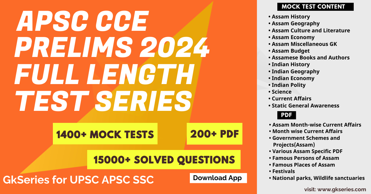 APSC CCE PRELIMS 2024 TEST SERIES | 27 FULL LENGTH MOCK TESTS | PDF NOTES