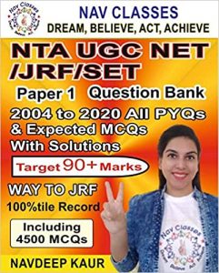 NTA UGC NET/JRF/SET Paper 1 Question Bank (For 2021) 2004 to 2020 All PYQs, & Expected MCQs with Solutions